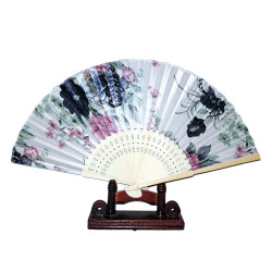  Fan - Flowers [Light] with case - White/pink/blue