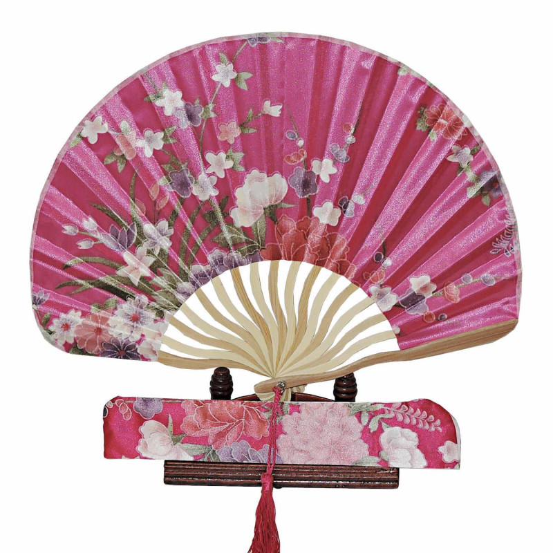  Fan - Wavy shell shaped with case - Rose red