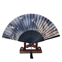  Fan - Butterflies with flowers [M6] with case - Light blue [Blue]