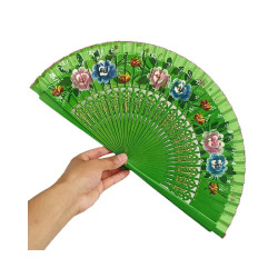Fan - Hand painted in wood - Spanish style Flowers - Multiple color choices