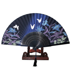  Fan - Butterflies with flowers [M4] with case - Dark Blue Lily