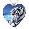  Glass necklace with motif [H12] - White tiger with cub