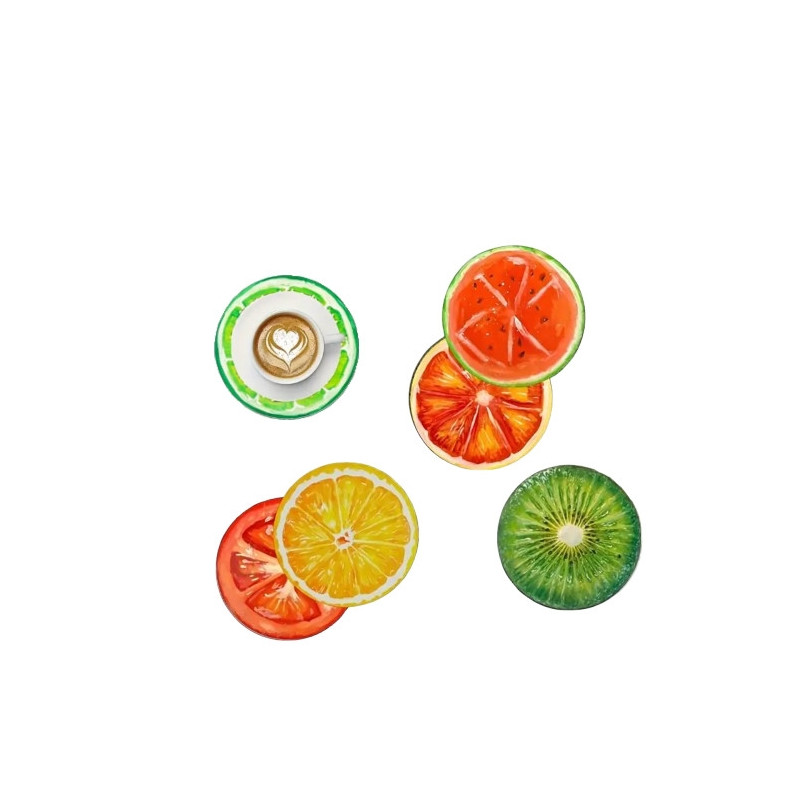  Wooden drink coasters - Fruit set - 10cm - 6-pack - Coaster