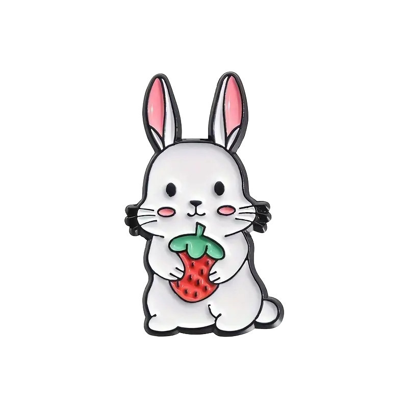  Brooch - Pin - Rabbit with strawberry