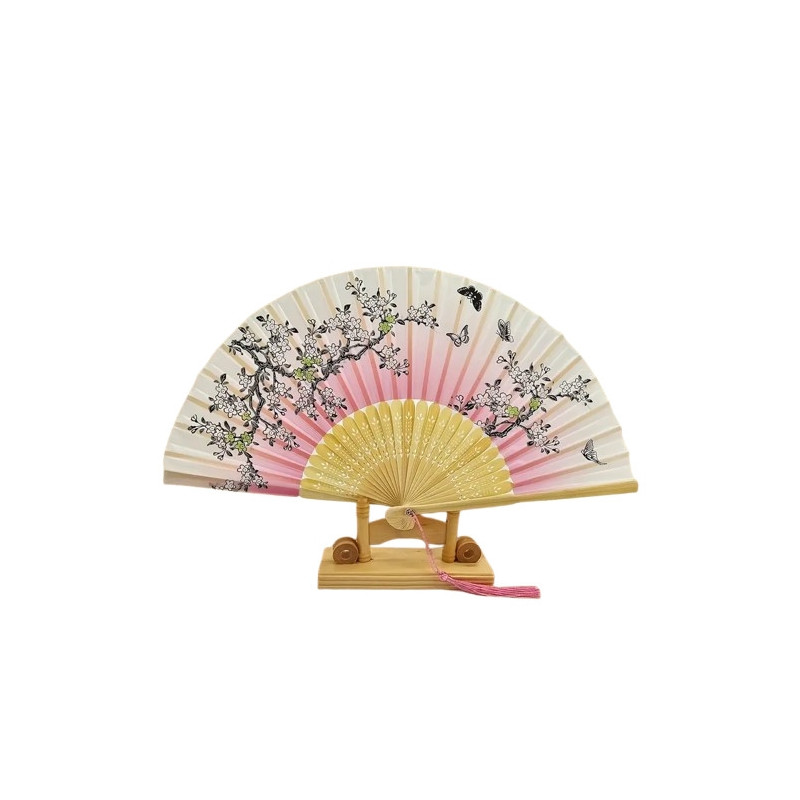 Fan - Butterflies with flowers [M01] - Green