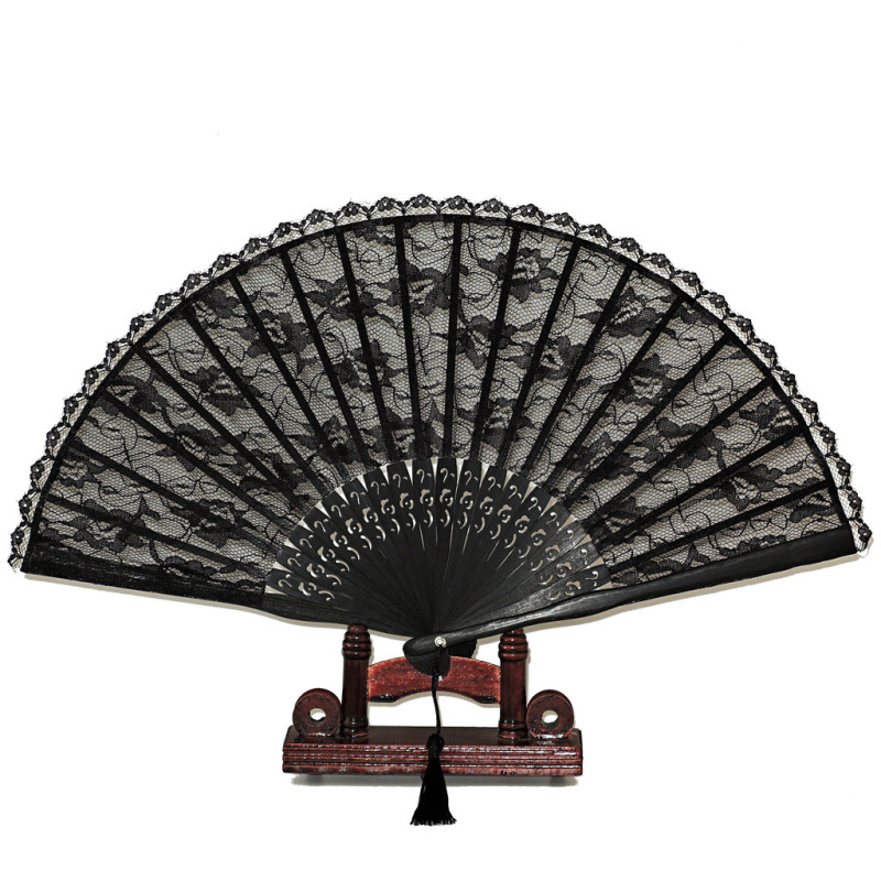  Fan - Victorian Lace - Black