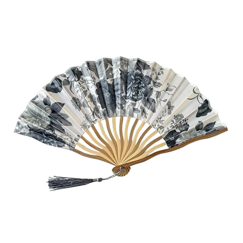 Fan - Wavy half fan - Black and white