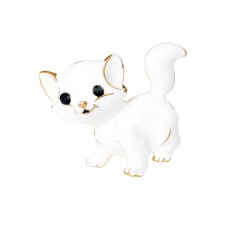 Brooch - Cat - White