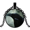 Glass necklace with motif [Sv5] Black raven