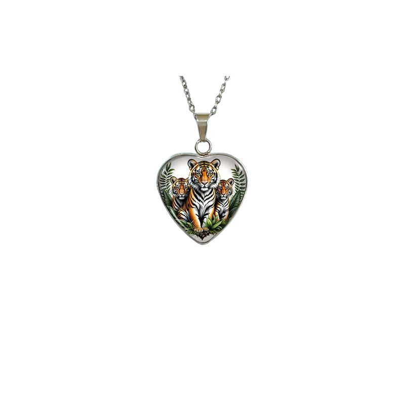 Glass necklace with motif [H19] - Tiger