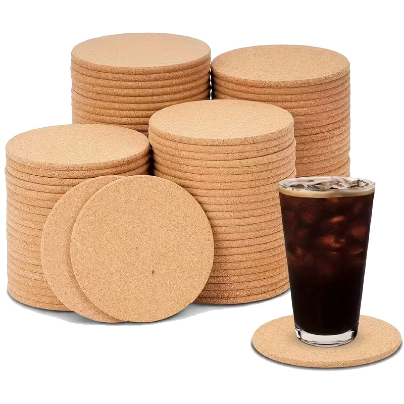Cork coasters - 9cm - Rounded edges - 5-pack
