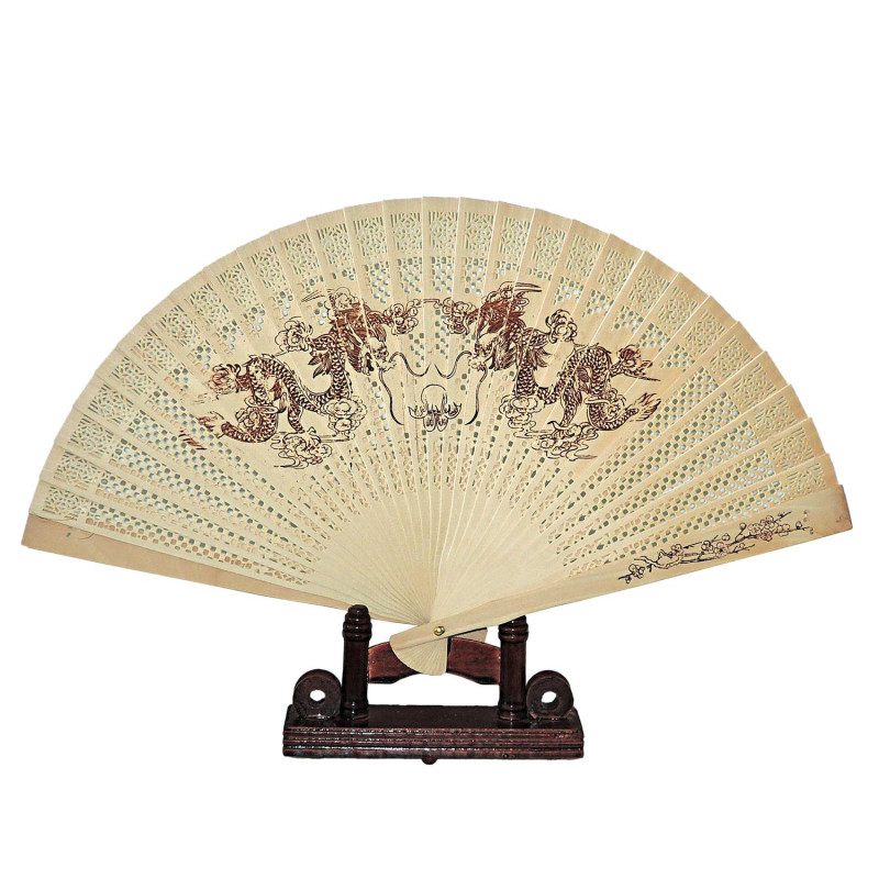 Wooden fan with punched motif [M10] - Drake