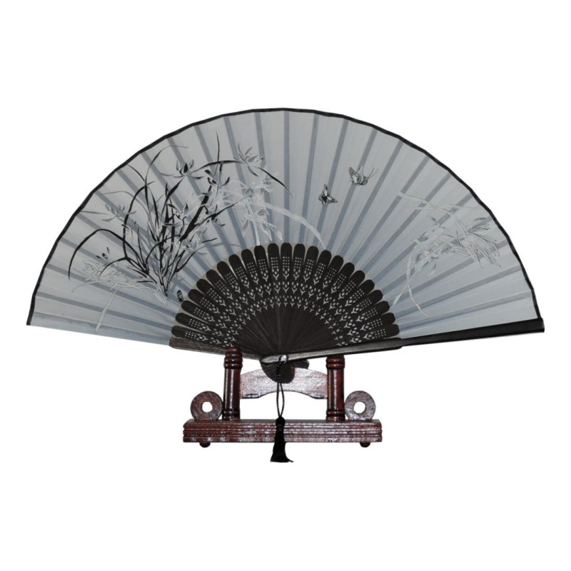  Fan - Butterflies with flowers [M2] - Grey