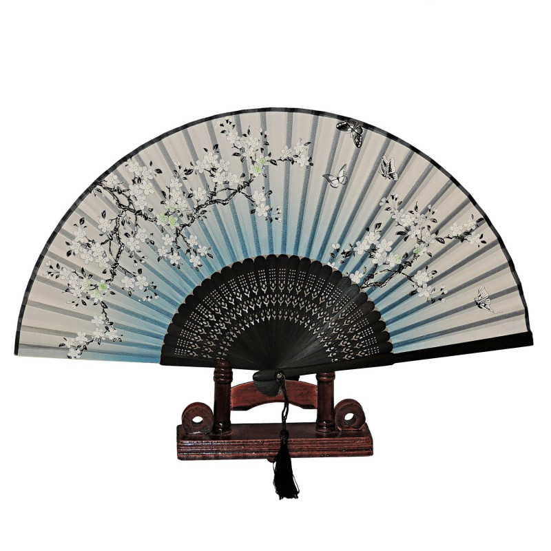  Fan - Butterflies with flowers [M3] - Blue