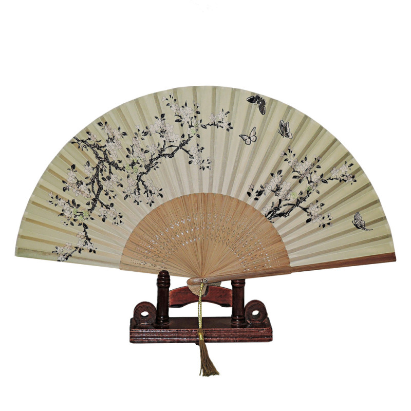 Fan - Butterflies with flowers [M3] - Green [Brown]