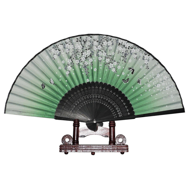  Fan - Butterflies with flowers [M19] - Green