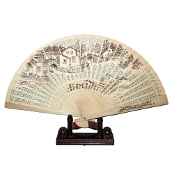 Wooden fan with punched...