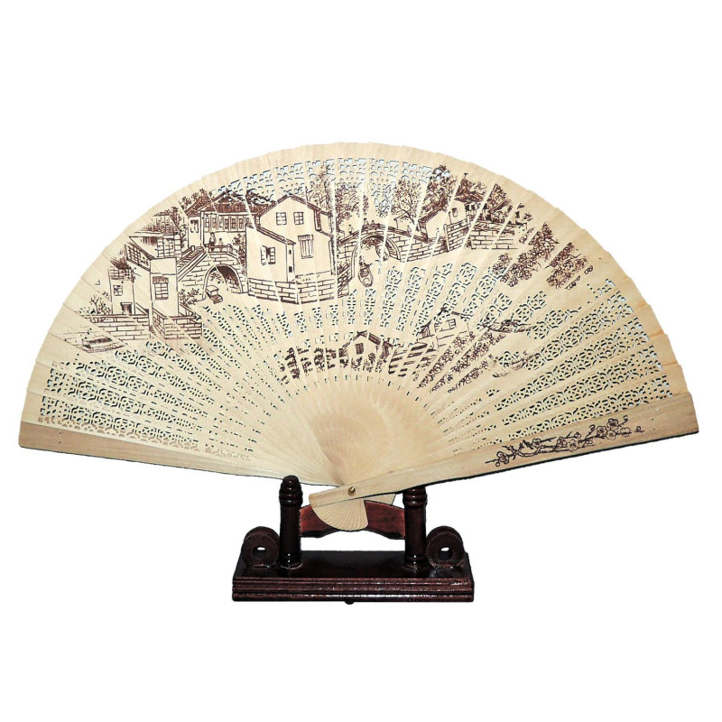  Wooden fan with punched motif [M18] - Liten by
