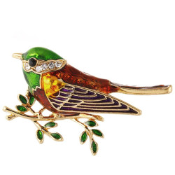 Brooch - Small bird - Green...