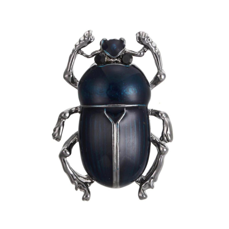 Brooch - Blue/Black Beetle - Scarab