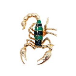 Brooch - Green Scorpion [Gold]