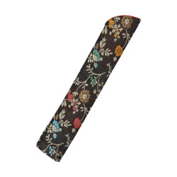 Fan with case - Butterflies with flowers [M10] - Black