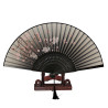 Fan with case - Butterflies with flowers [M10] - Black