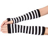  Arm warmers striped, fingerless & long - Black/white [32cm]