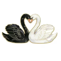 Brooch - Pin - Swans - Heart