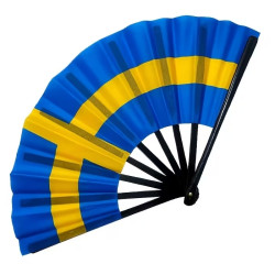 Hand fan – Swedish flag in...