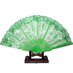  Fan - Lace with white gold roses - Sun feathers - Multiple color choices